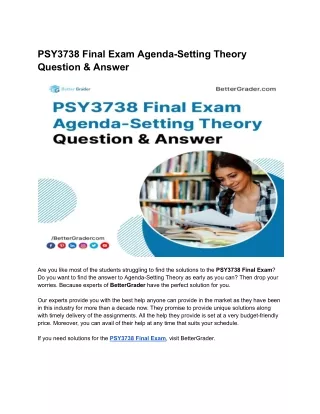 psy3738 final exam agenda setting theory question