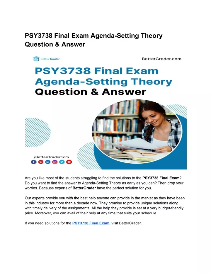 psy3738 final exam agenda setting theory question