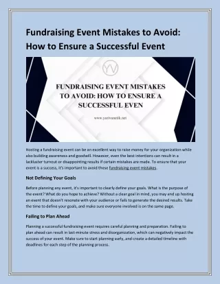 Fundraising Event Mistakes to Avoid