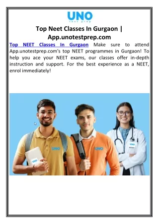 Top Neet Classes In Gurgaon | App.unotestprep.com