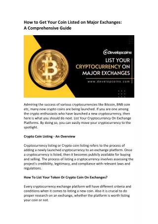 how to get your coin listed on major exchanges