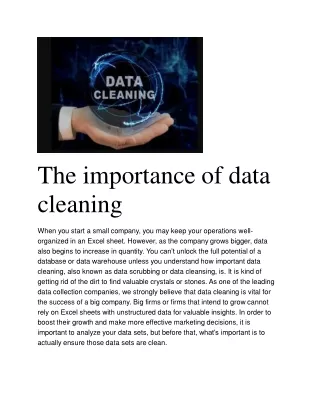 The importance of data cleaning