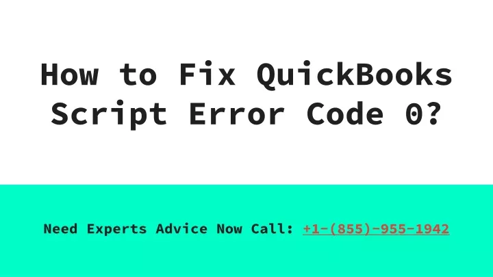 how to fix quickbooks script error code 0