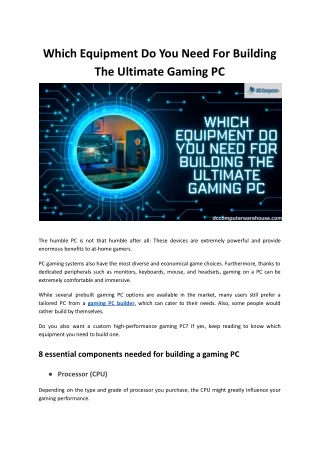 which equipment do you need for building