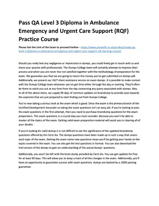 pass qa level 3 diploma in ambulance emergency