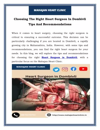 Choosing The Right Heart Surgeon In Dombivli Tips And Recommendations
