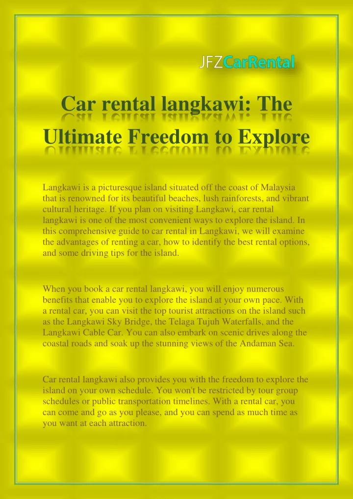 car rental langkawi the ultimate freedom