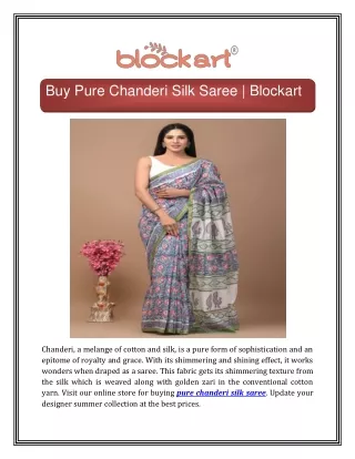 Buy Pure Chanderi Silk Saree | Blockart