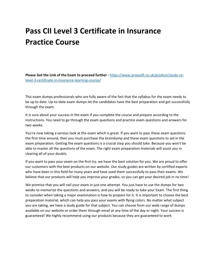 pass cii level 3 certificate in insurance