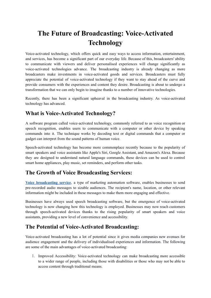 the future of broadcasting voice activated