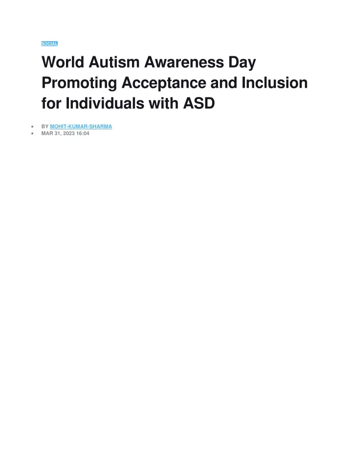 social world autism awareness day promoting