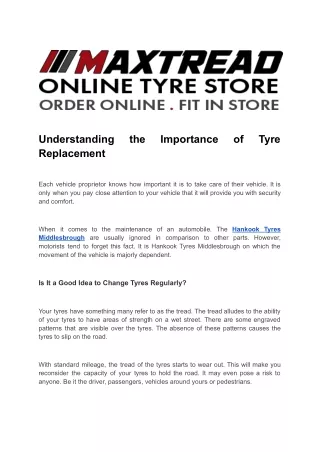Understanding the Importance of Tyre Replacement