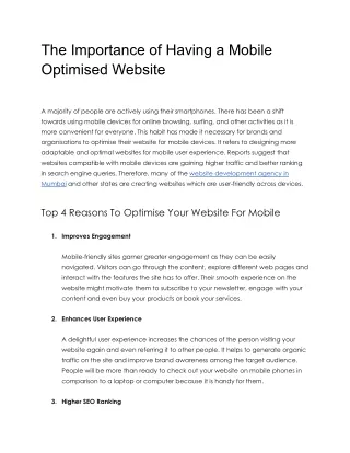 the importance of having a mobile optimised