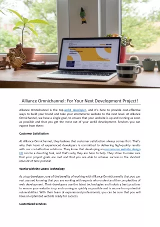 Alliance Omnichannel For Your Next Development Project!
