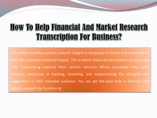 Market Research Transcription For Business