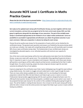 accurate ncfe level 1 certificate in maths