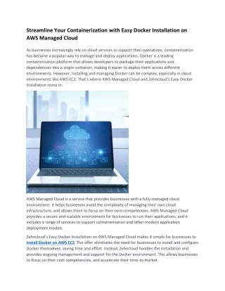 Streamline Your Containerization with Easy Docker Installation on AWS Managed Cloud (1)