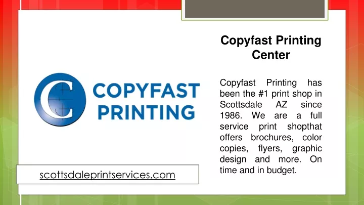 copyfast printing center