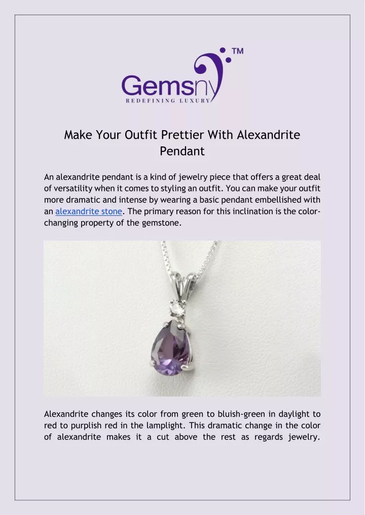 make your outfit prettier with alexandrite pendant