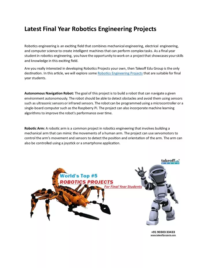 latest final year robotics engineering projects