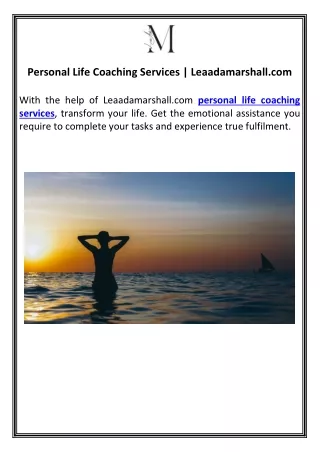 Personal Life Coaching Services | Leaadamarshall.com