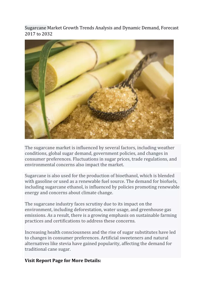 sugarcane market growth trends analysis