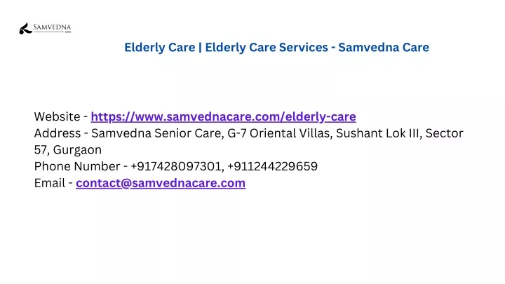 elderly care elderly care services samvedna care