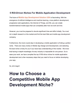 5 ROI-Driven Niches For Mobile Application Development