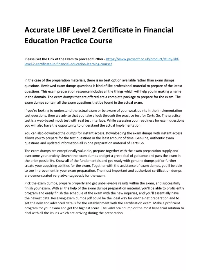 accurate libf level 2 certificate in financial