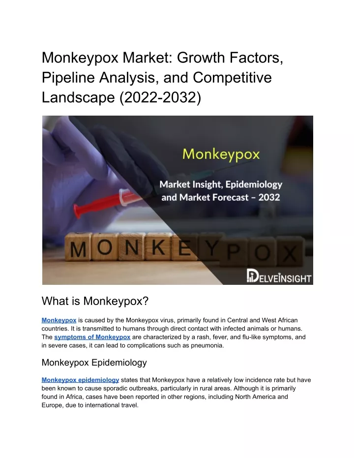 monkeypox market growth factors pipeline analysis