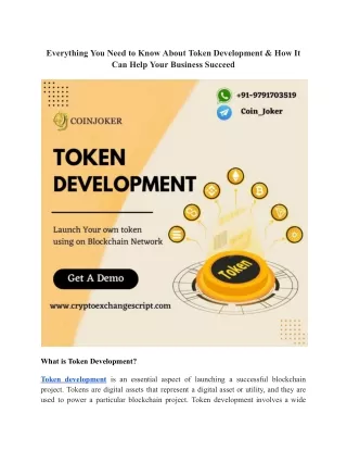 Everything You Need to Know About Token Development & How It Can Help Your Business Succeed