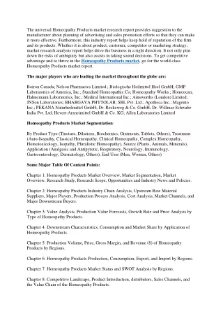 the universal homeopathy products market research