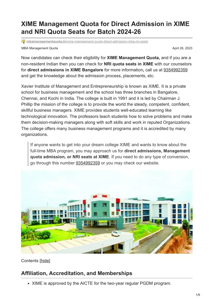 xime management quota for direct admission