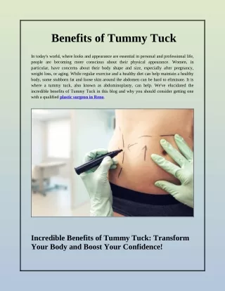 What Benefits Does a Tummy Tuck Offer