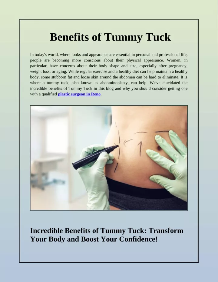 benefits of tummy tuck