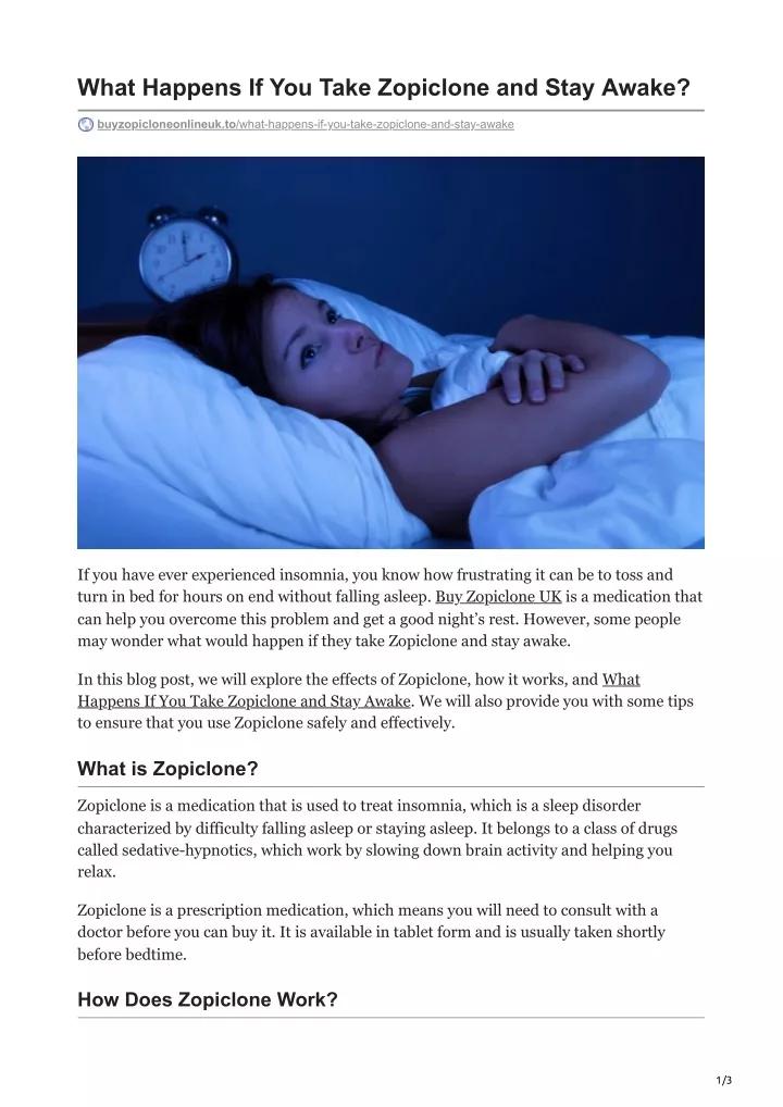 what happens if you take zopiclone and stay awake