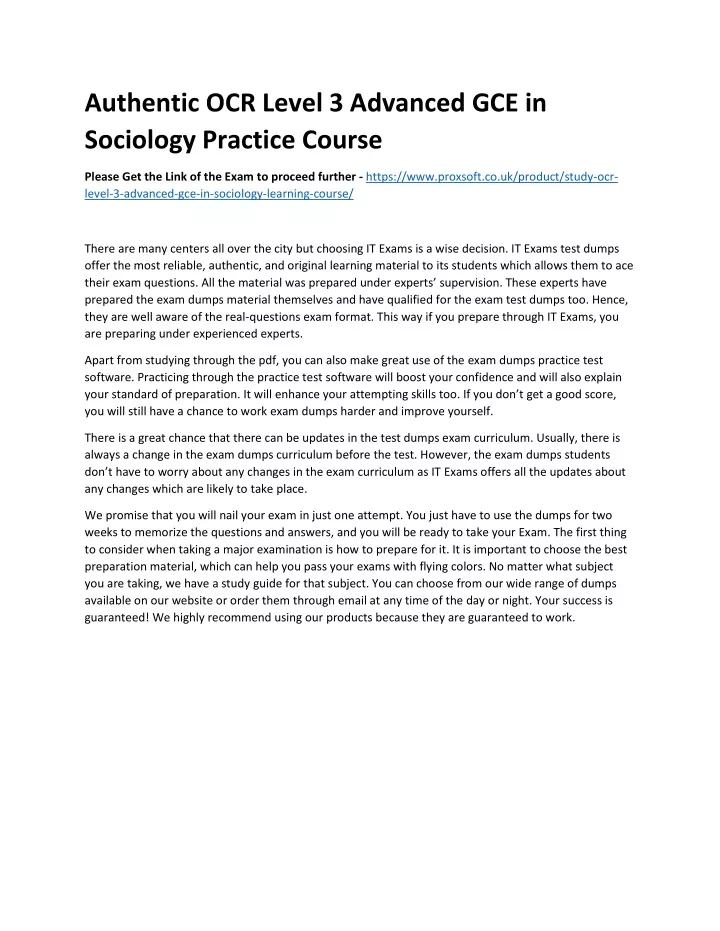 authentic ocr level 3 advanced gce in sociology