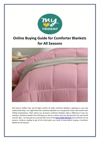 Online Buying Guide for Comforter Blankets for All Seasons