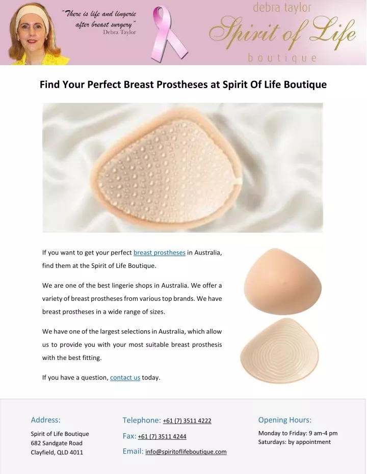 find your perfect breast prostheses at spirit