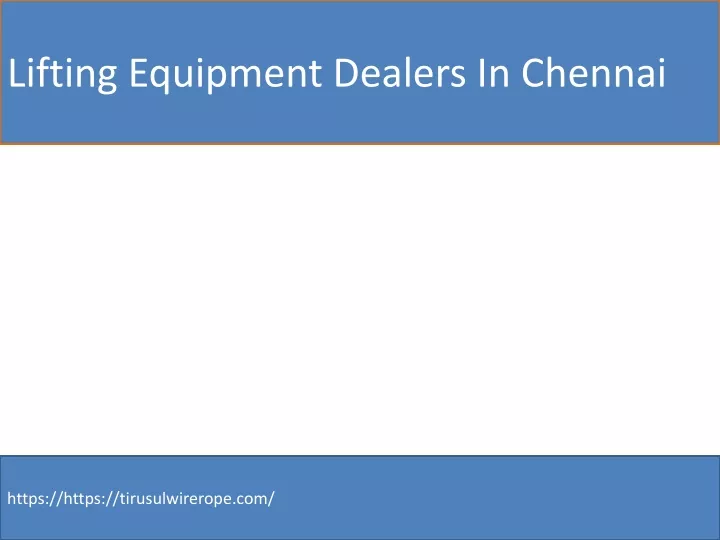 lifting equipment dealers in chennai