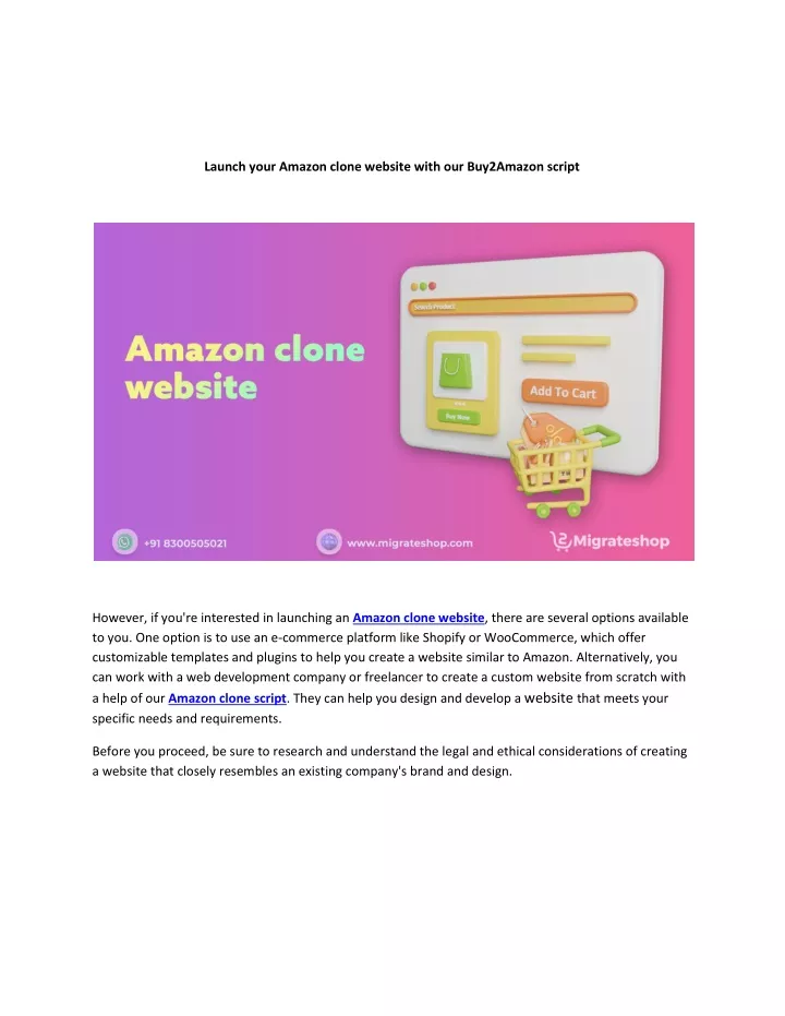 launch your amazon clone website with