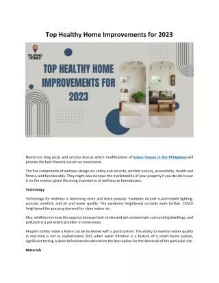 Top Healthy Home Improvements for 2023