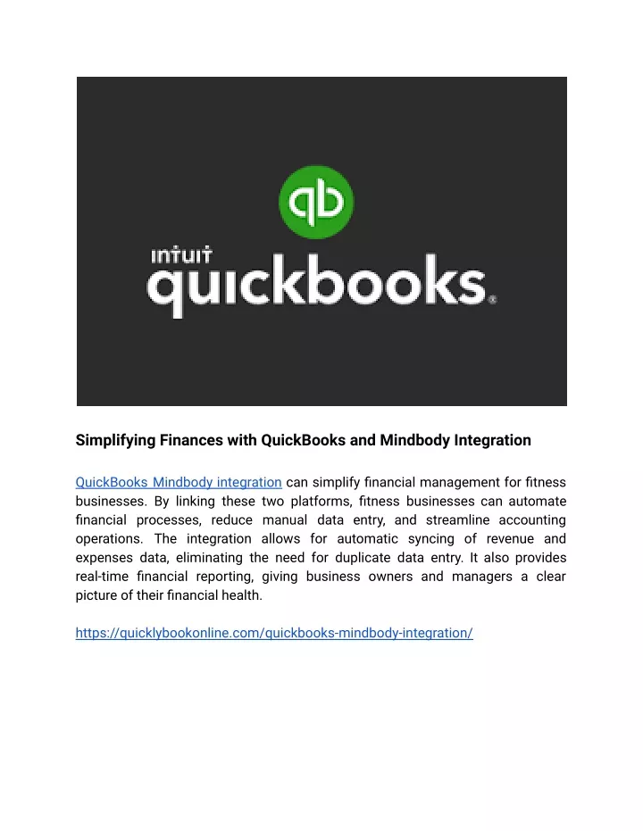 simplifying finances with quickbooks and mindbody