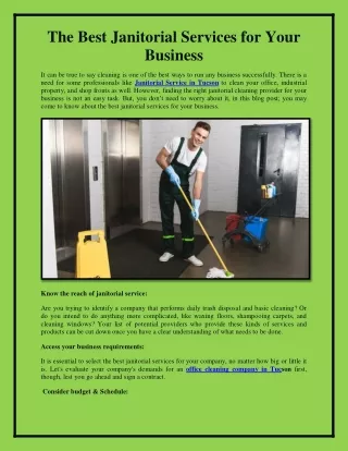 The Finest Cleaning Services for Your Company