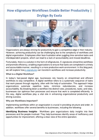How eSignature Workflows Enable Better Productivity - DrySign USA
