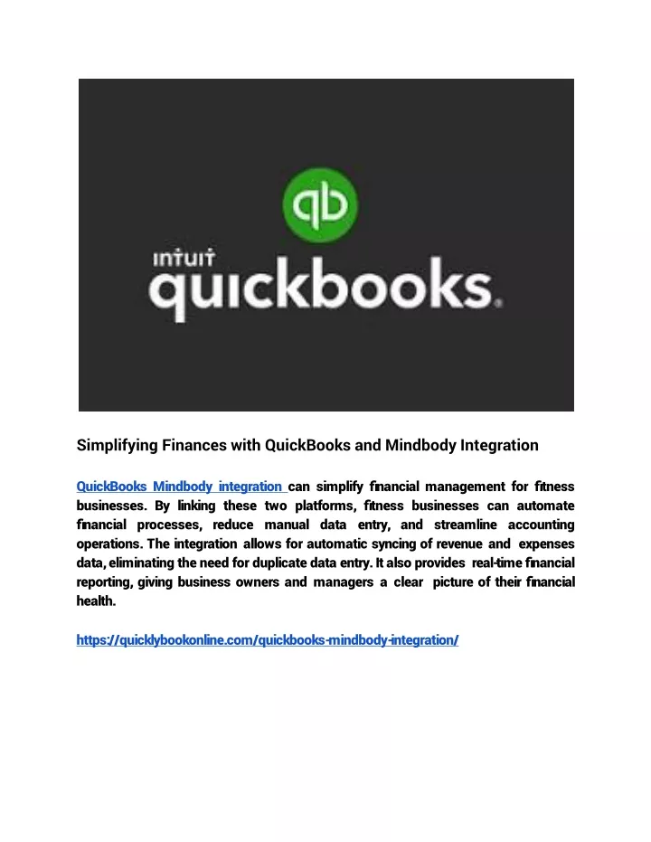 simplifying finances with quickbooks and mindbody