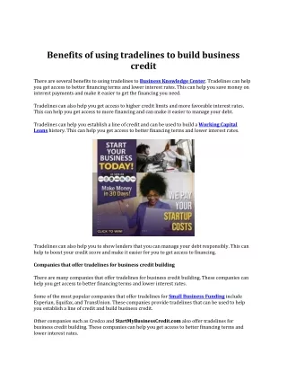 Benefits of using tradelines to build business credit