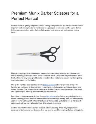 Premium Munix Barber Scissors for a Perfect Haircut