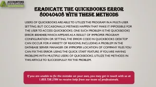 eradicate the quickbooks error 80040408 with these methods