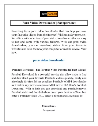 Porn Video Downloader  Saveporn.net